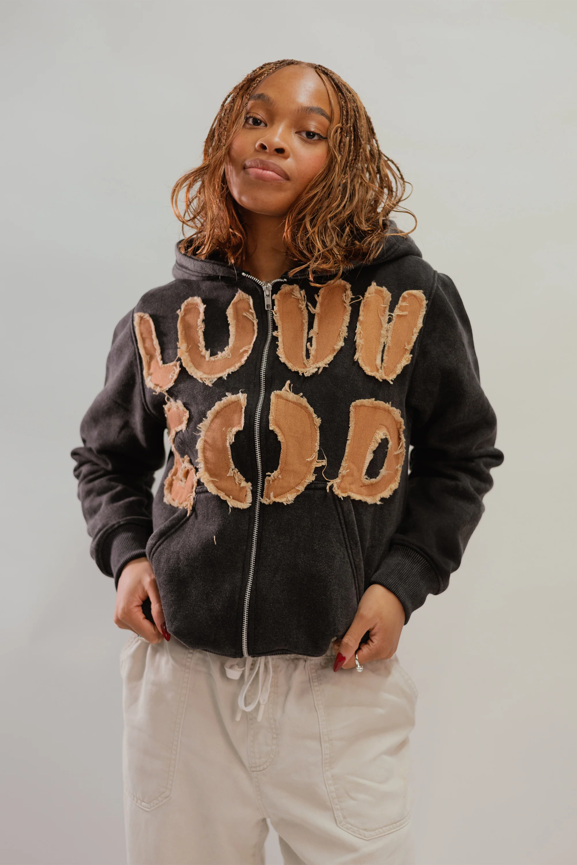 “LUV GOD” Distressed Hoodie